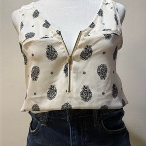 Express White Paisley Zip-Front Camisole